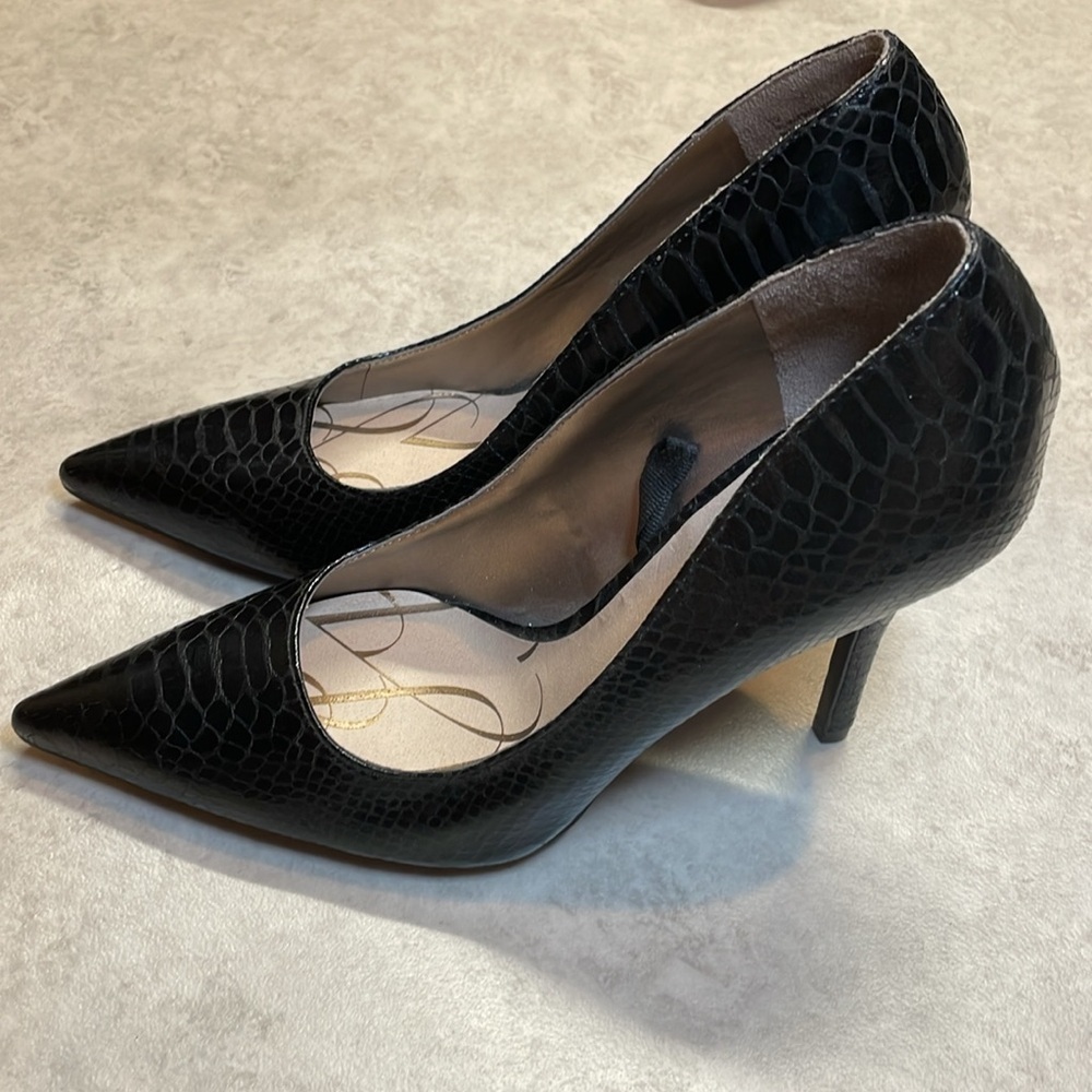 Sam & Libby women’s black reptile print heels. Size 10 - Picture 5 of 12